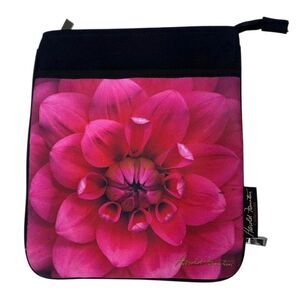 Harold Feinstein Crossbody Bag Women's Size 9"x 10 1/4" Black Pink Flower Print